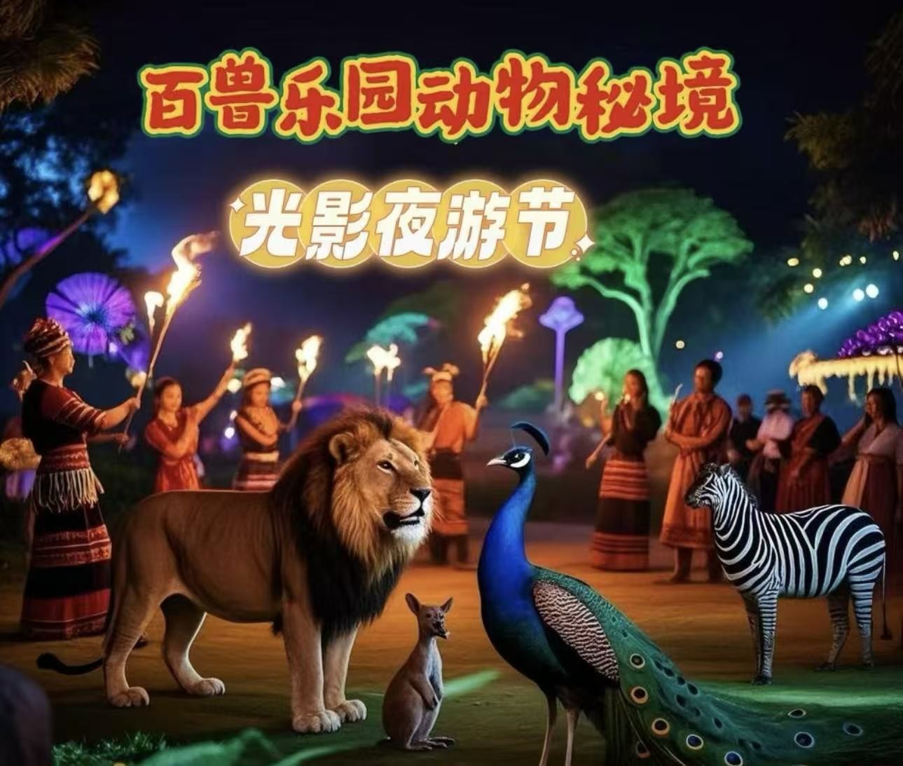 武汉市百兽乐园动物秘境光影夜游节